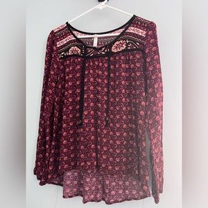 Flower print boho top